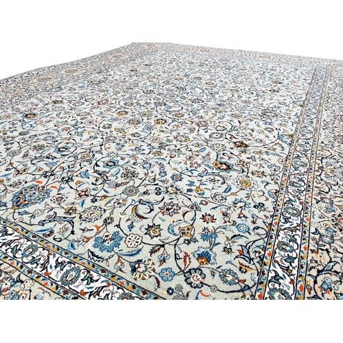 113 - FINE PERSIAN JADE KASHAN CARPET, 440cm x 330cm.