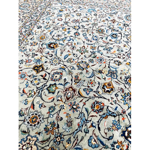 113 - FINE PERSIAN JADE KASHAN CARPET, 440cm x 330cm.