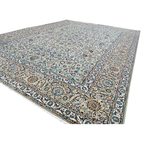 113 - FINE PERSIAN JADE KASHAN CARPET, 440cm x 330cm.