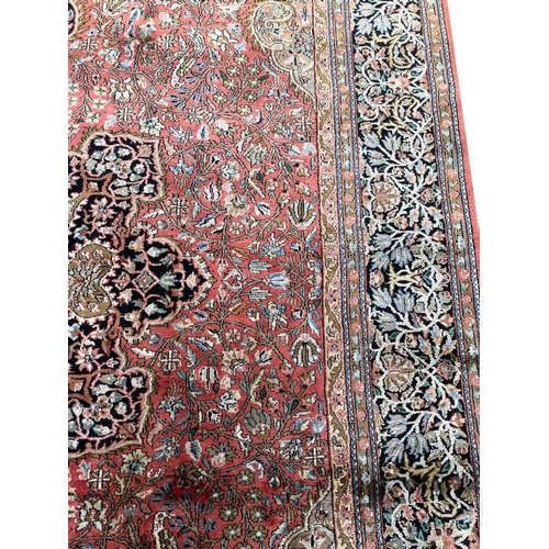 120 - FINE KASHMIR SILK CARPET, 292cm x 210cm.