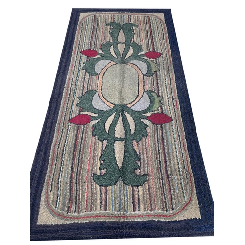 134 - ANTIQUE AMERICAN HOOKED RUG, 220cm x 110cm.