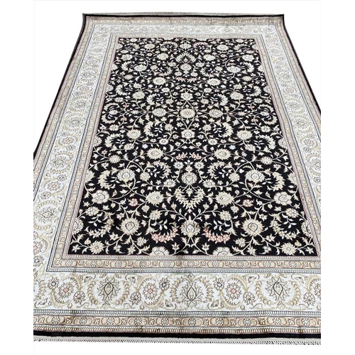 138 - FINE SILK KEREKE DESIGN RUG, 185cm x 127cm.