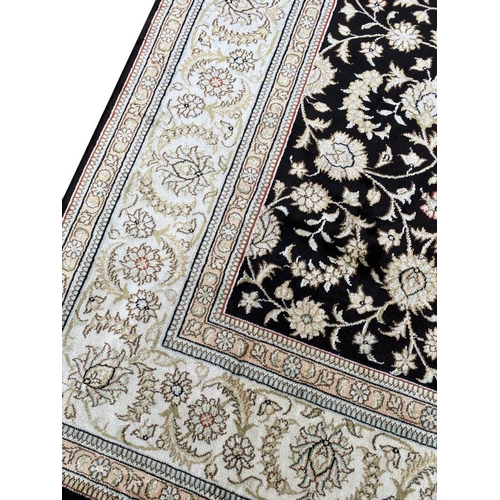 138 - FINE SILK KEREKE DESIGN RUG, 185cm x 127cm.