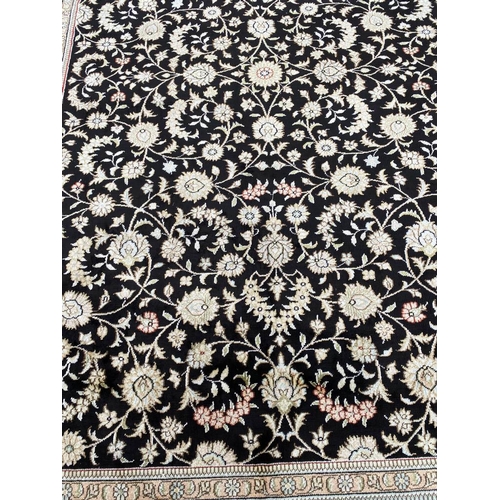 138 - FINE SILK KEREKE DESIGN RUG, 185cm x 127cm.