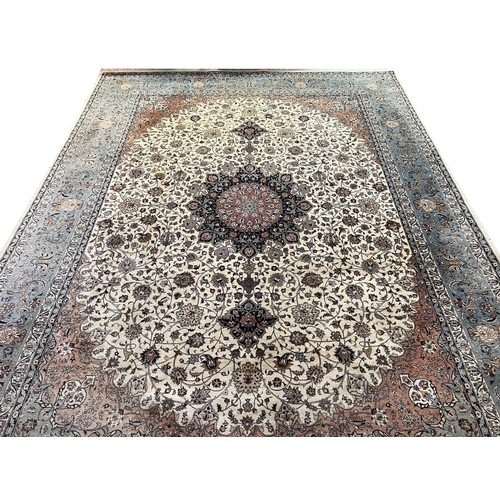 140 - INDIAN ISPHAHAN DESIGN CARPET, 370cm x 278cm.