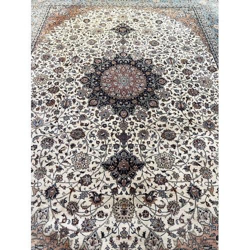 140 - INDIAN ISPHAHAN DESIGN CARPET, 370cm x 278cm.