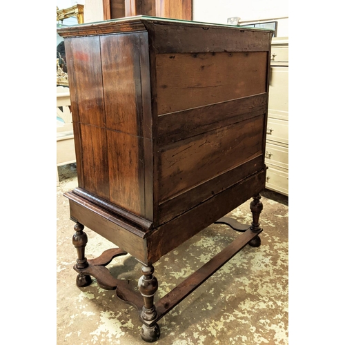 142 - CHEST ON STAND, 105cm W x 134cm H x 62cm D William and Mary walnut with two short and four long draw... 