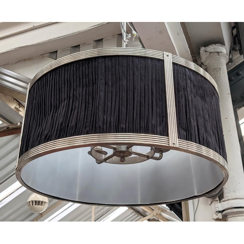 315 - CHARLES EDWARDS SMALL SILK DRUM SHADE LIGHT, 85cm drop approx.