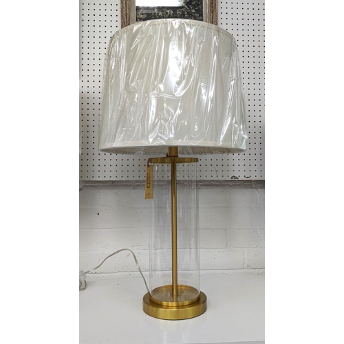 331 - LAUREN RALPH LAUREN TABLE LAMPS, a pair, with shades, glass and gilt, 71cm H in total. (2)