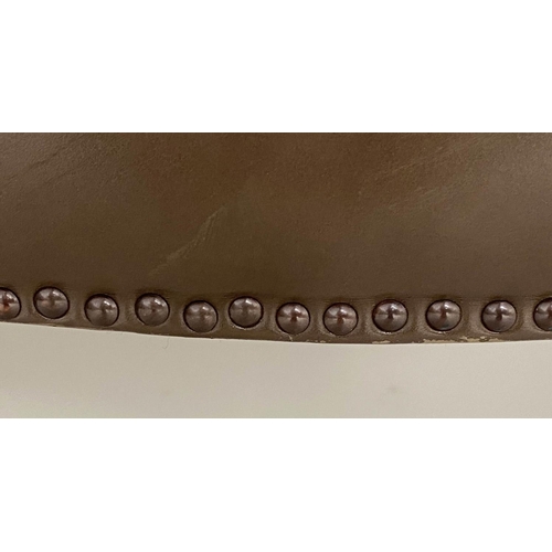 399 - EX DORCHESTER HOTEL WINDOW SEAT, rectangular buttoned, mid brown leather with shaped apron and taper... 