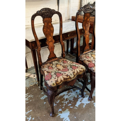 149 - SIDE CHAIRS, a pair, 55cm W x 110cm H 18th century Dutch walnut and marquetry, circa 1720, each inla... 