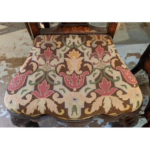 149 - SIDE CHAIRS, a pair, 55cm W x 110cm H 18th century Dutch walnut and marquetry, circa 1720, each inla... 