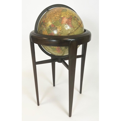 144 - REPLOGLE 16 INCH LIBRARY GLOBE, mid 20th century American on birch stand, 100cm H x 53cm.