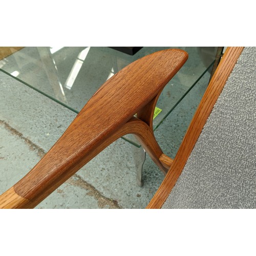 311 - SWEDESE LAMINO CHAIR BY YNGVE EKSTROM, mid Century, later upholstery, 100cm H.