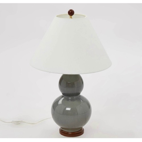 330 - LAUREN RALPH LAUREN TABLE LAMPS, a pair, with shades, double gourd form, 55cm H. (2)