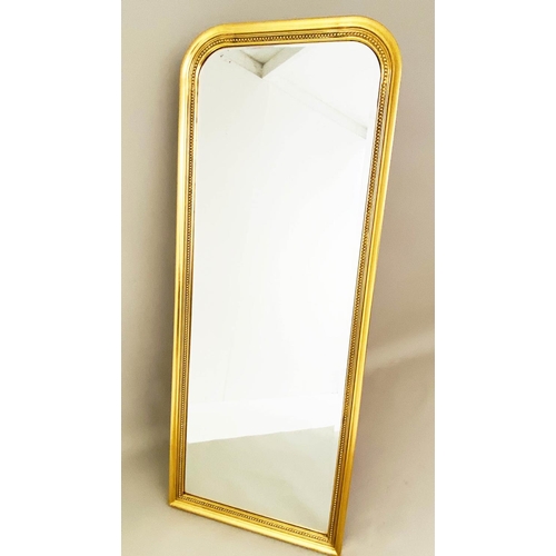 418 - LONG PHILIPPE STYLE CHEVAL MIRROR, gilt frame, 163cm x 64cm.