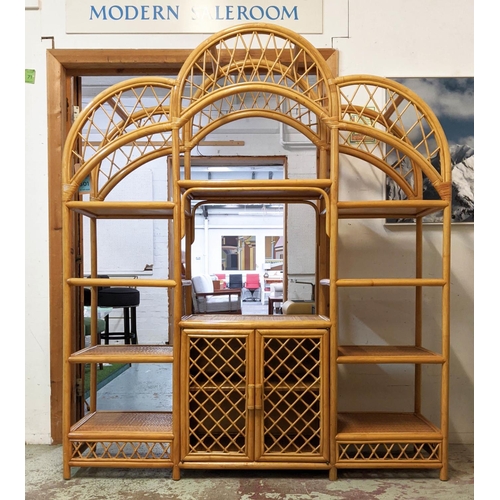 342 - BAMBOO BOOKCASE, 172cm x 47cm x 199cm, 1970s Italian style.