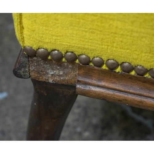 232 - BERGERE, 97cm H x 93cm W, 19th century French walnut in mustard yellow plush.