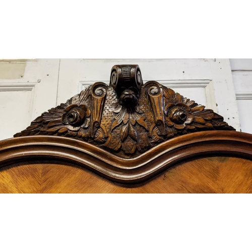 226 - ARMOIRE, 19th century Continental, walnut with single door enclosing four shelves, carved finial, 19... 