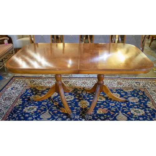 220 - DINING TABLE, 76cm H x 100cm x 162cm L, 268cm extended, Georgian style yewwood with two extra leaves... 