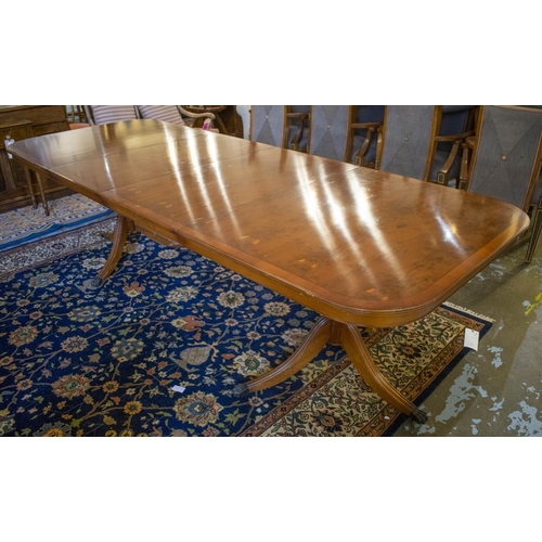 220 - DINING TABLE, 76cm H x 100cm x 162cm L, 268cm extended, Georgian style yewwood with two extra leaves... 