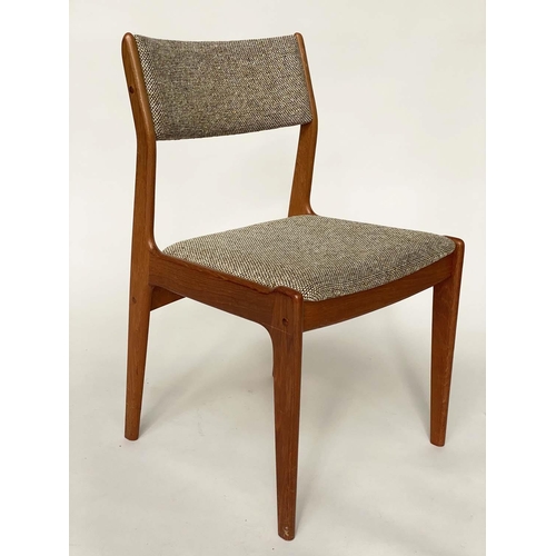 324 - DINING CHAIRS, a set of five, 83cm H, Danish 1970's teak with taupe weave upholstered seats and back... 