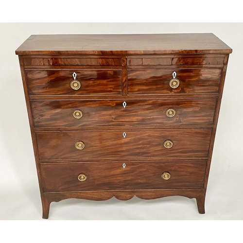 122 - SCOTTISH HALL CHEST, early 19th century Scottish mahogany adapted shallow proportions with two short... 