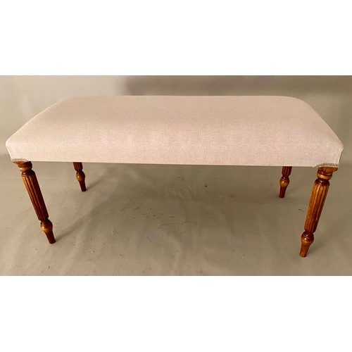 452 - WINDOW SEAT, 49cm x 98cm x 40cm, Victorian style, neutral upholstery seat, turned and reeded support... 