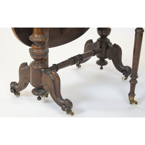 229 - SMALL SUTHERLAND TABLE, 56cm H x 17cm x 61cm, 86cm open, Victorian burr walnut, walnut and inlaid ci... 