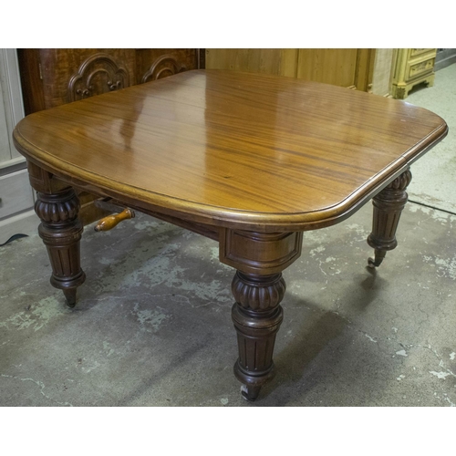 243 - DINING TABLE, 74cm H X 122cm W x 134cm L, 195cm extended, Victorian mahogany, circa 1870 with two le... 