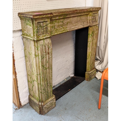 248 - FIRE SURROUND, 170cm W x 10 8cm H x 27cm D, Louis XVI style in a faux vein marble paint finish.