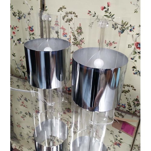 317 - TABLE LAMPS, a pair, vintage 1970's, 59cm H, perspex with polished metal shades. (2)