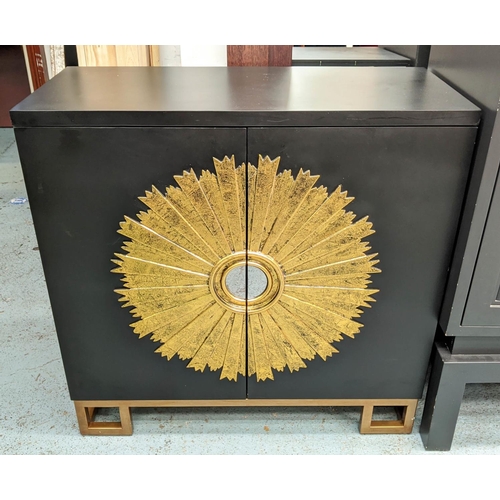 318 - SIDE CABINET, 91cm x 40cm x 90cm, 1950s French style with sunburst detail.