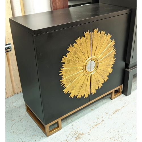 318 - SIDE CABINET, 91cm x 40cm x 90cm, 1950s French style with sunburst detail.