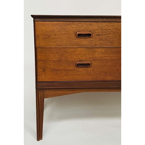 321 - AUSTIN SUITE LOW CHEST,  1970's teak with contrast carcass and recessed handles stamped, 164cm x 43c... 