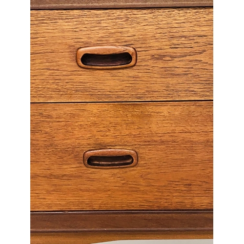 321 - AUSTIN SUITE LOW CHEST,  1970's teak with contrast carcass and recessed handles stamped, 164cm x 43c... 