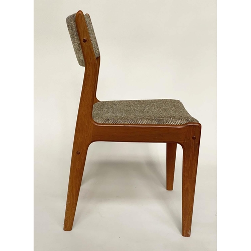 324 - DINING CHAIRS, a set of five, 83cm H, Danish 1970's teak with taupe weave upholstered seats and back... 