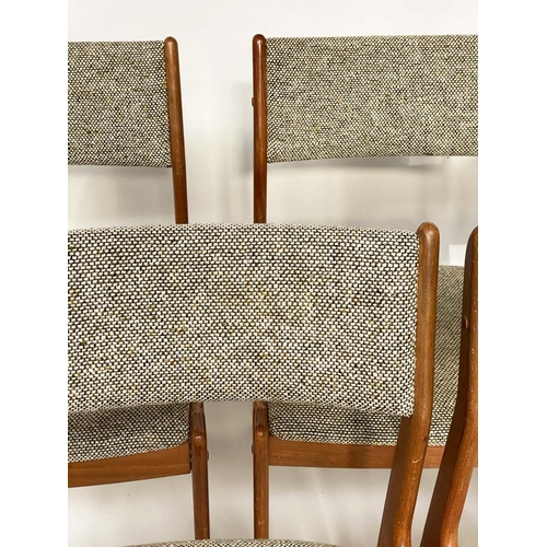 324 - DINING CHAIRS, a set of five, 83cm H, Danish 1970's teak with taupe weave upholstered seats and back... 