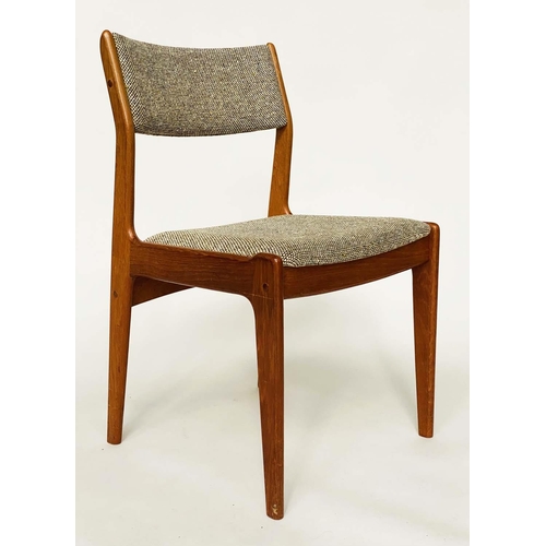 324 - DINING CHAIRS, a set of five, 83cm H, Danish 1970's teak with taupe weave upholstered seats and back... 