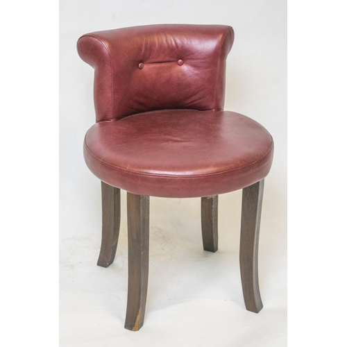 335 - DRESSING CHAIR, 72cm H x 51cm W, burgundy leather.