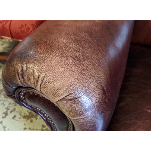 338 - CLUB ARMCHAIRS, a pair, each 87cm x 83cm H, mid 20th century brown leather. (2)