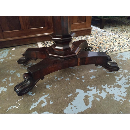 339 - CARD TABLE, 91cm x 46cm x 75cm H, William IV rosewood with green baize circular playing surface.