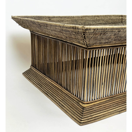 340 - ATTRIBUTED TO OKA BIRDCAGE COFFEE TABLE, woven rattan and bamboo, 40cm H x 100cm x 80cm.