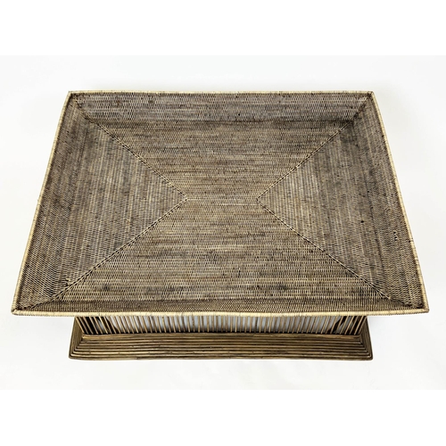 340 - ATTRIBUTED TO OKA BIRDCAGE COFFEE TABLE, woven rattan and bamboo, 40cm H x 100cm x 80cm.