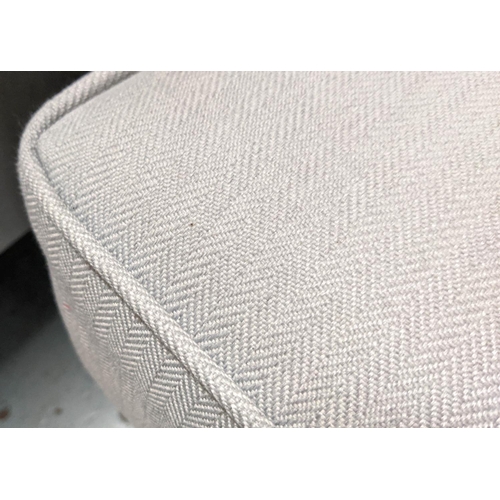 357 - ARMCHAIRS, a pair, 82cm H, grey herringbone fabric upholstered, each with a throw and scatter cushio... 