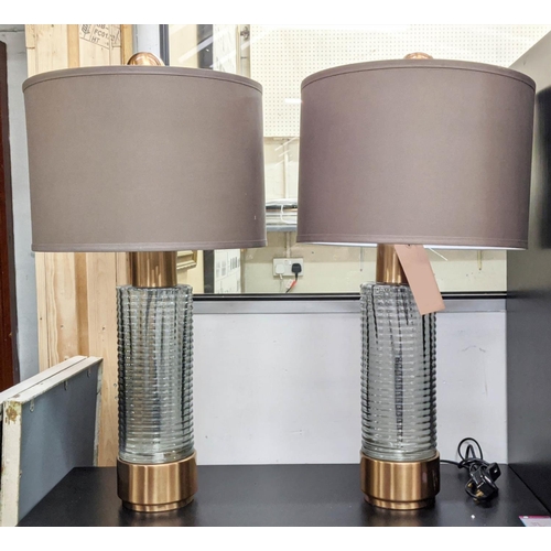 360 - TABLE LAMPS, a pair, 80cm H, 1970's Italian style with shades. (2)