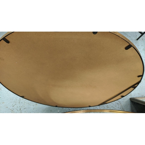 481 - CIRCULAR WALL MIRRORS, a pair, gilt frames, 80cm diam. (2)