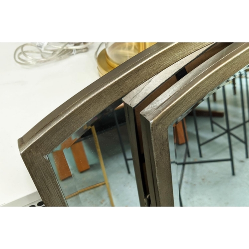 482 - WALL MIRRORS, a pair, 90cm x 60cm, silvered arched top frames. (2)