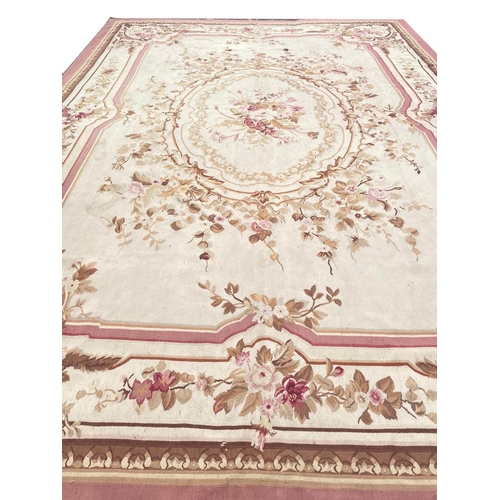 83 - VINTAGE AUBUSSON SAVONNERIE DESIGN CARPET, 425cm x 300cm.