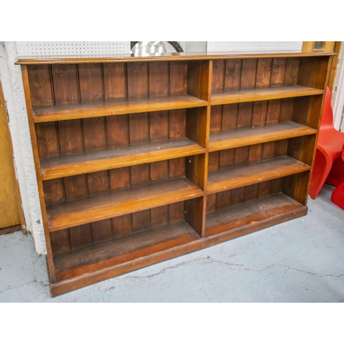 96 - OPEN BOOKCASE, 121cm H x 185cm W x 28cm D, Victorian mahogany with fixed shelves.